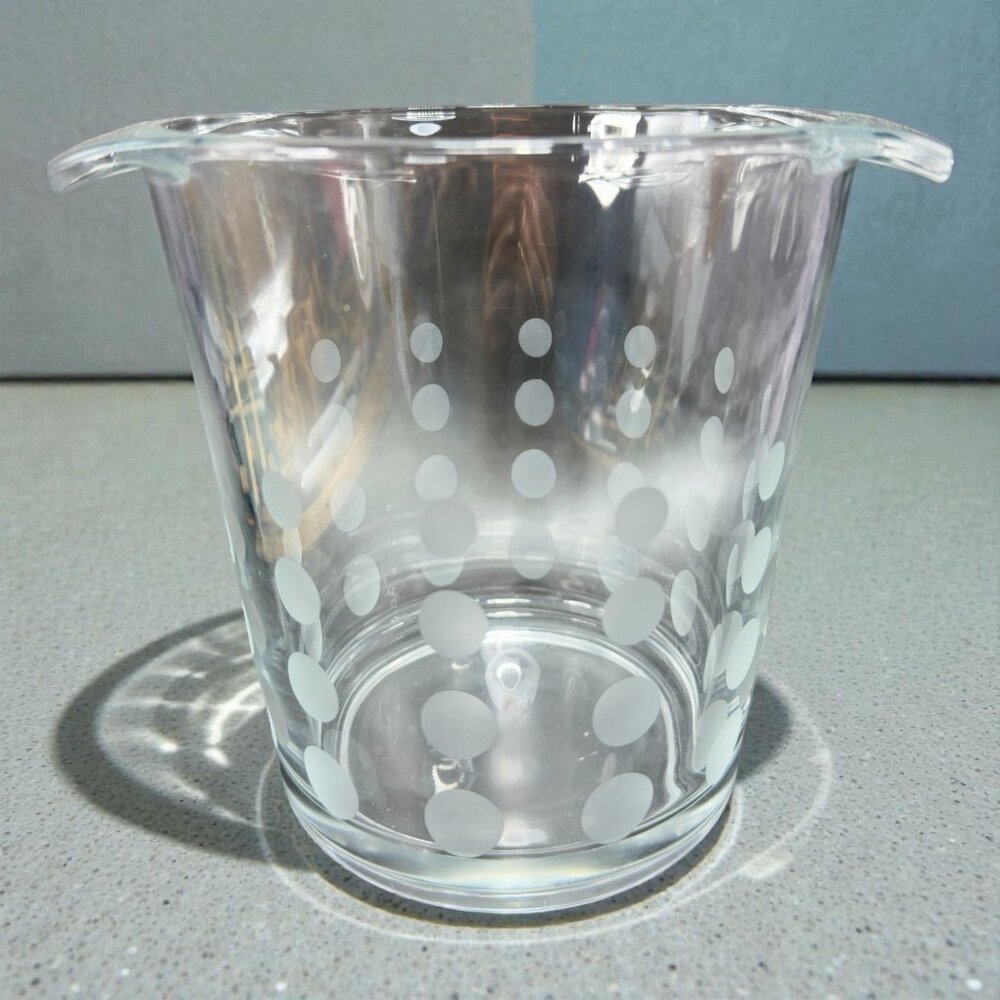 Mikasa Cheers Ice Bucket‎ Frosted Etched Dots Made France Clear Glass Container